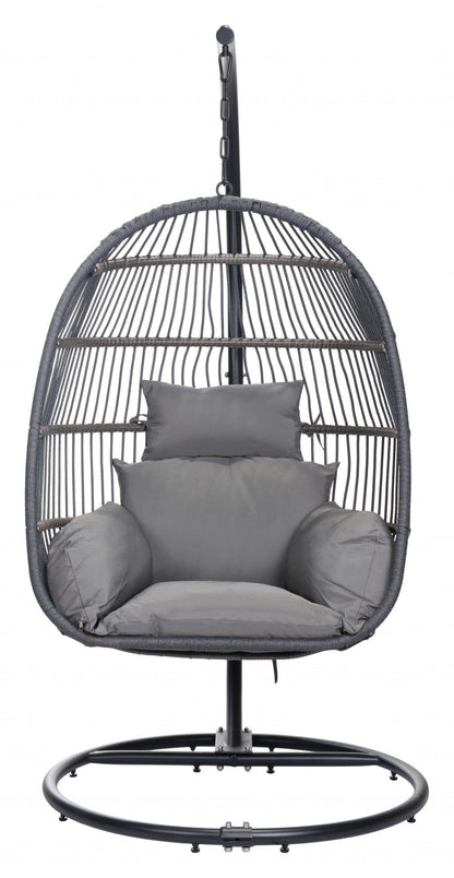 Basket Weave Gray Hanging Chair