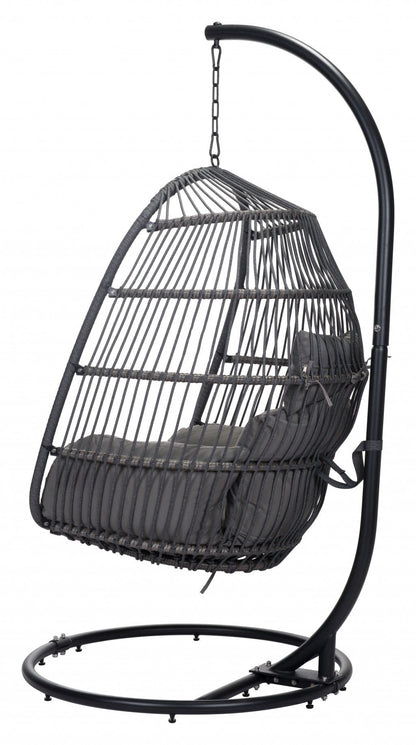 Basket Weave Gray Hanging Chair