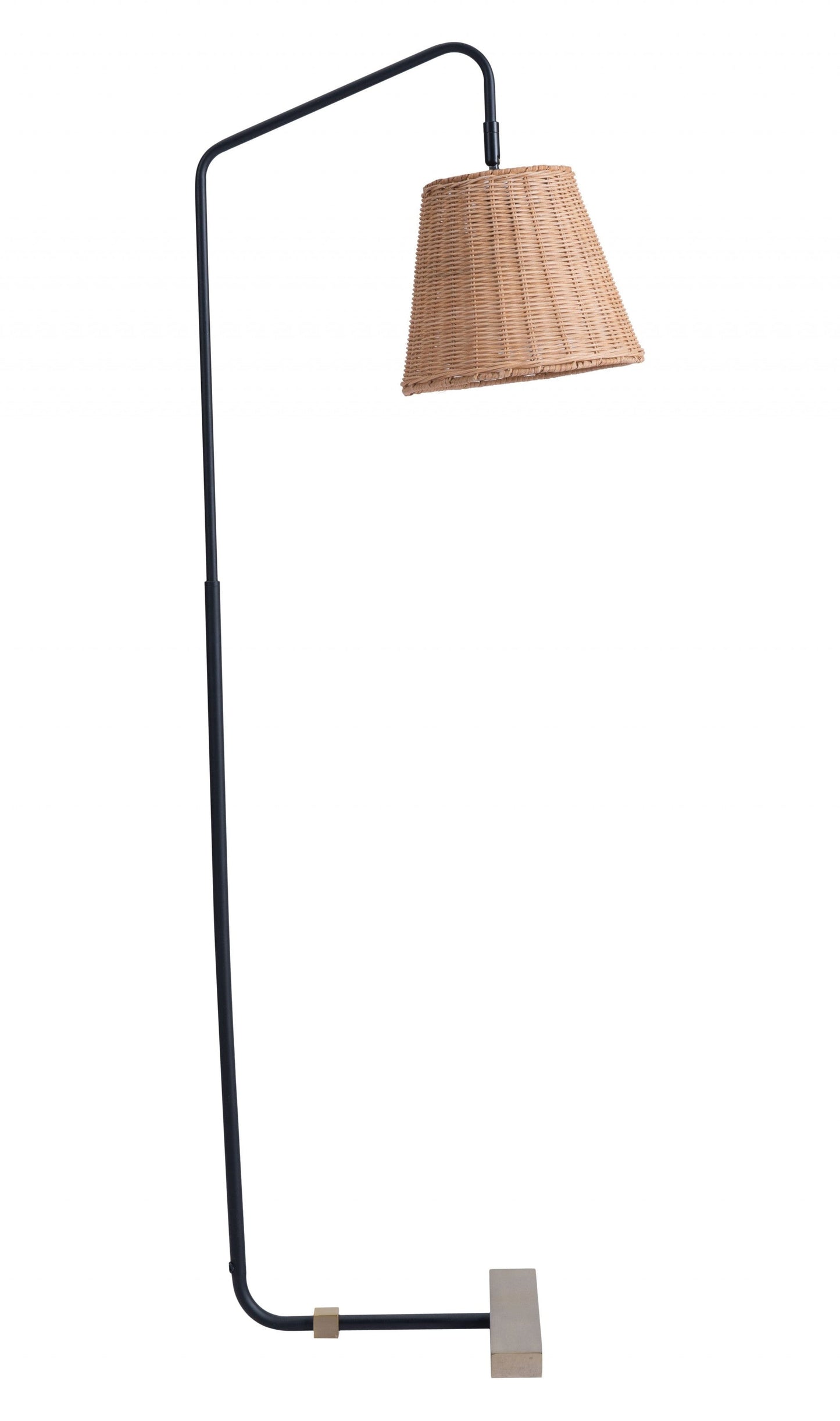 Natural Black and Woven Floor Lamp
