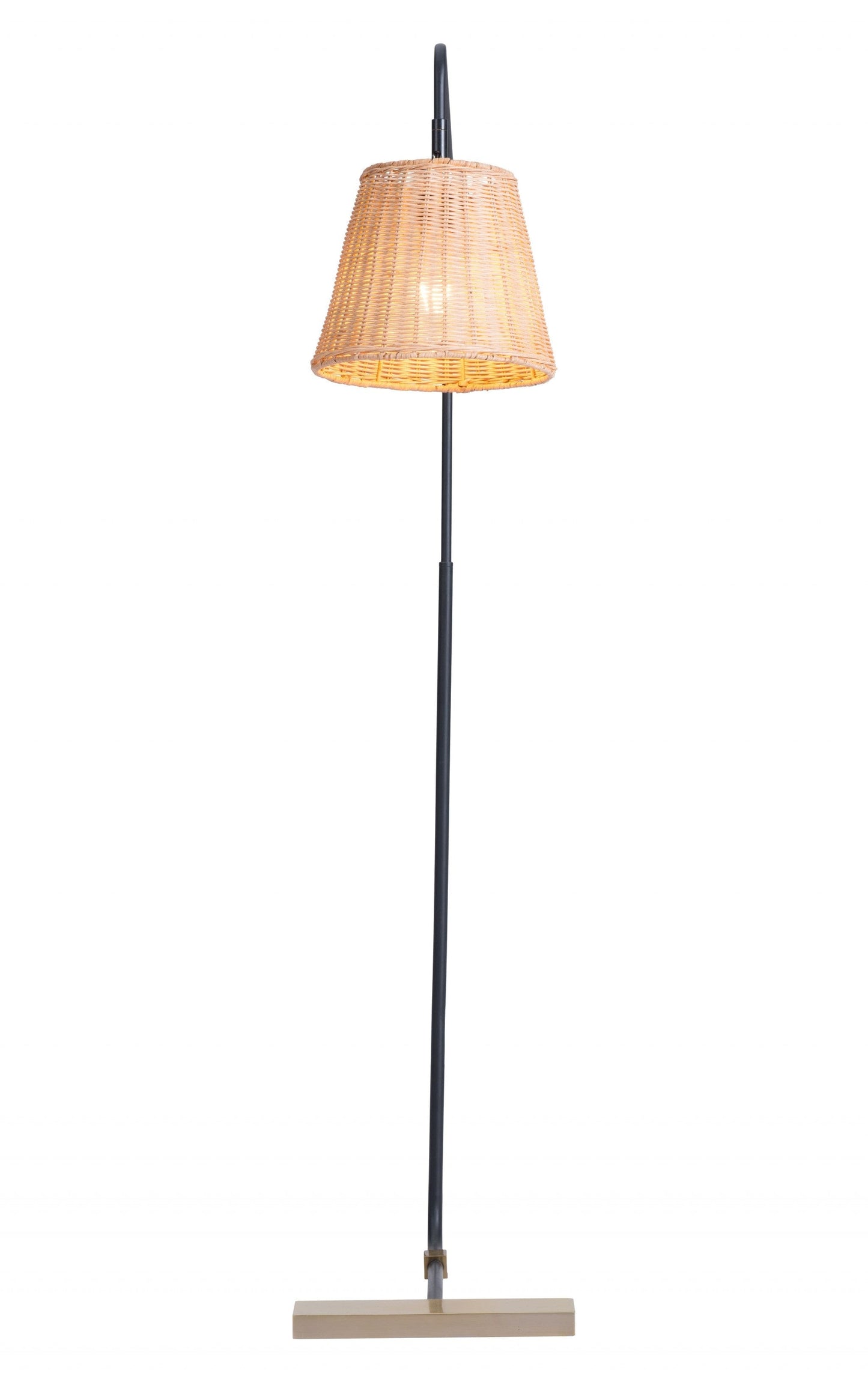 Natural Black and Woven Floor Lamp