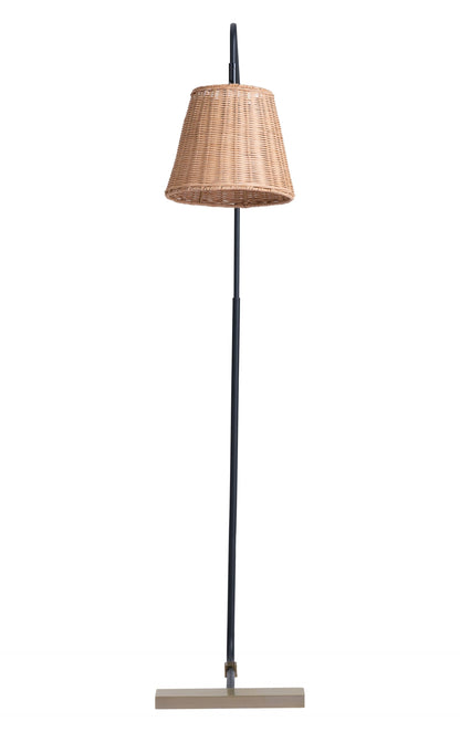 Natural Black and Woven Floor Lamp