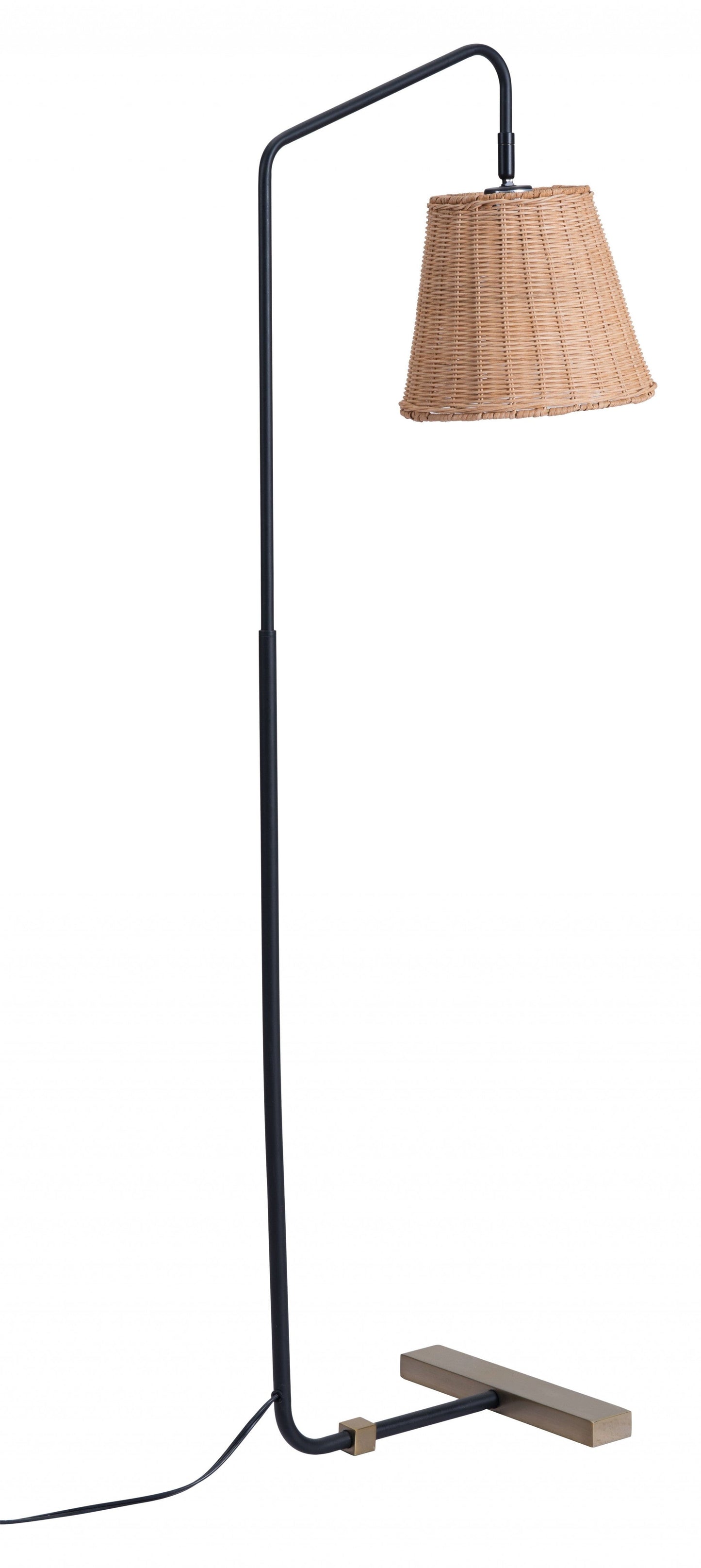 Natural Black and Woven Floor Lamp