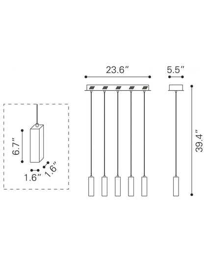 Stark Five Bulb Clear Ceiling Lamp