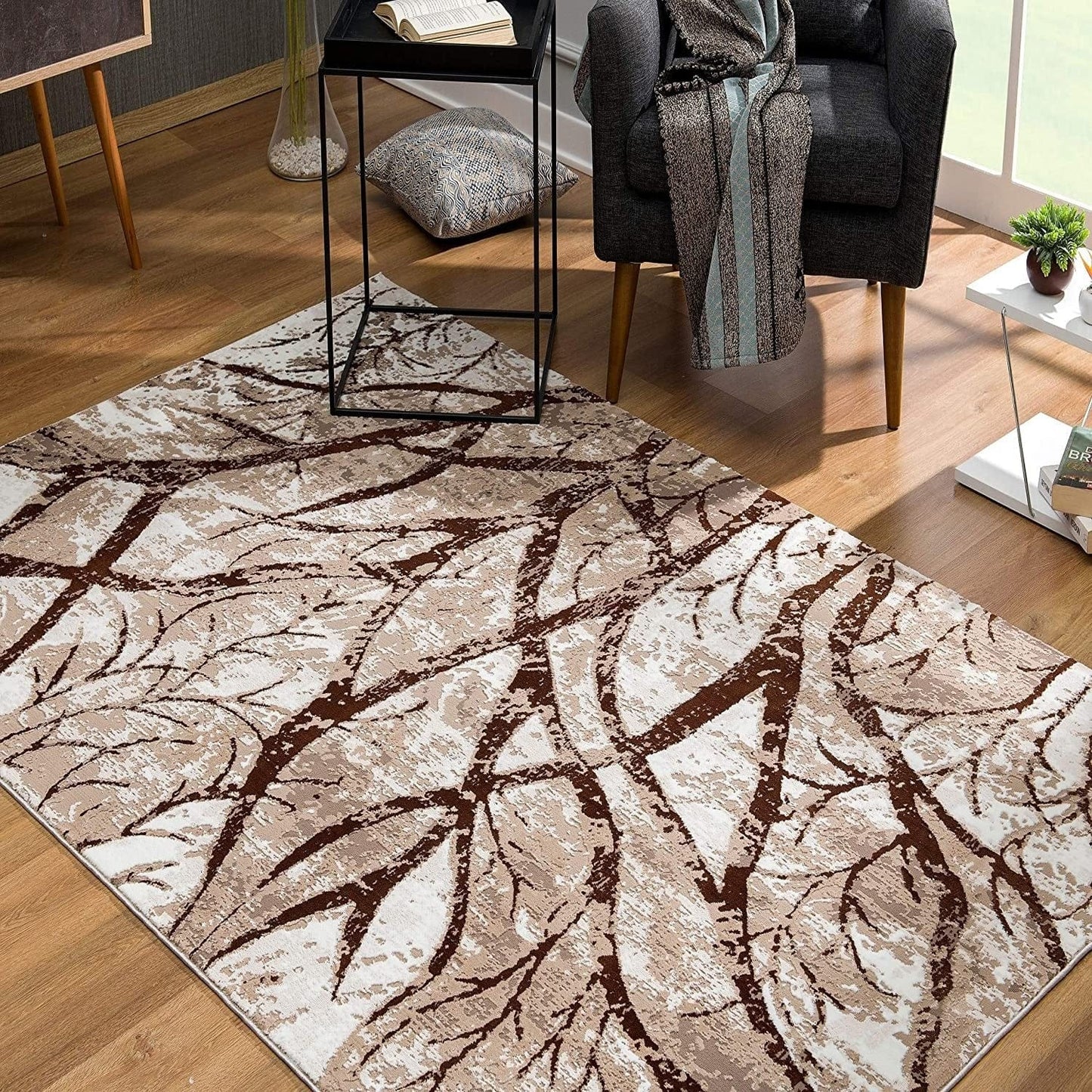 7’ X 10’ Brown Intricate Branches Area Rug