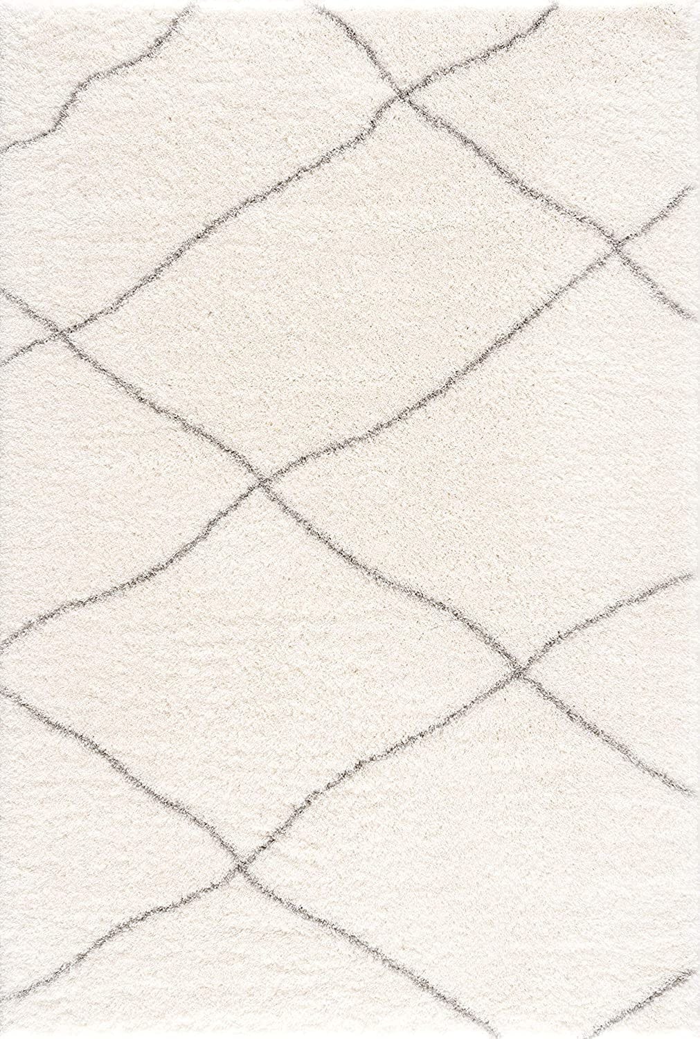 5’ X 8’ Ivory Modern Uneven Lattice Area Rug