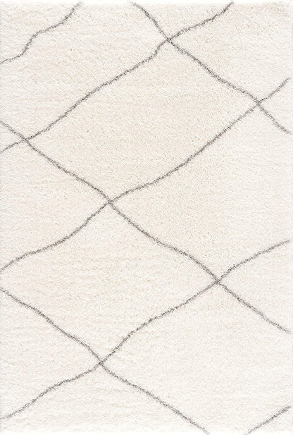 5’ X 8’ Ivory Modern Uneven Lattice Area Rug