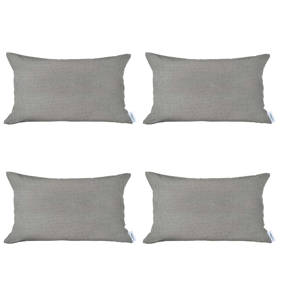 Set Of 4 Cream Jacquard Lumbar Pillow Covers