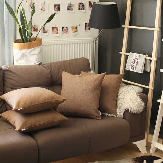 Set Of 4 Brown Textured Pillow Covers