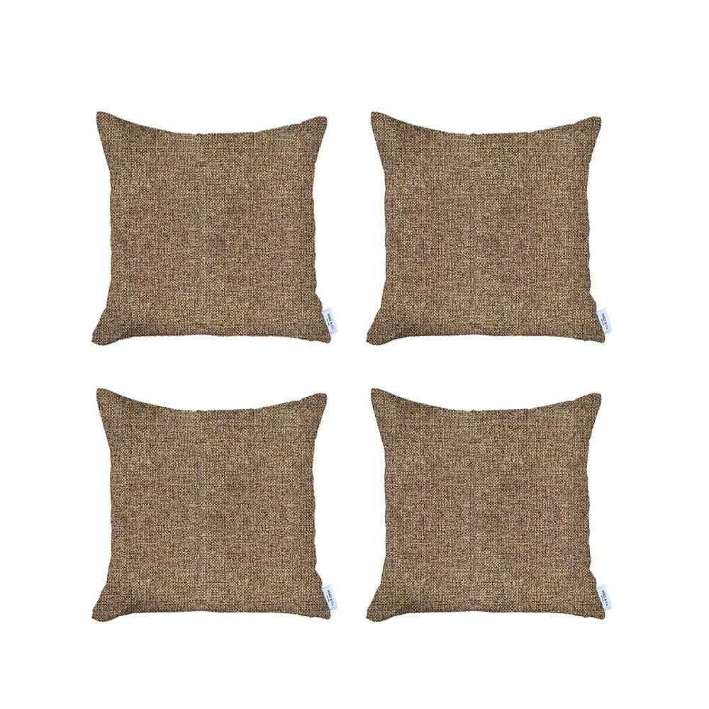 Set Of 4 Brown Textured Pillow Covers