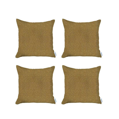 Set Of 4 Yellow Textured Pillow Covers