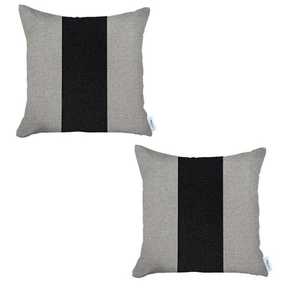 Set Of 2 Ivory And Black Center Pillow Covers