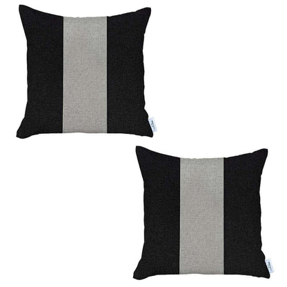 Set Of 2 Black And White Center Pillow Covers