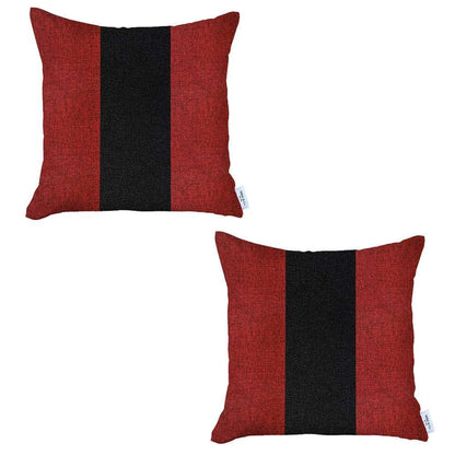 Set Of 2 Red And Black Center Pillow Covers