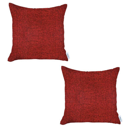 Set Of 2 Red Textured Pillow Covers