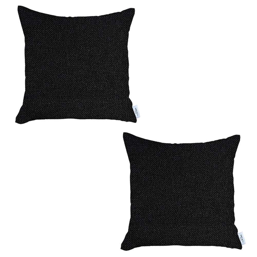Set Of 2 Black Textured Pillow Covers