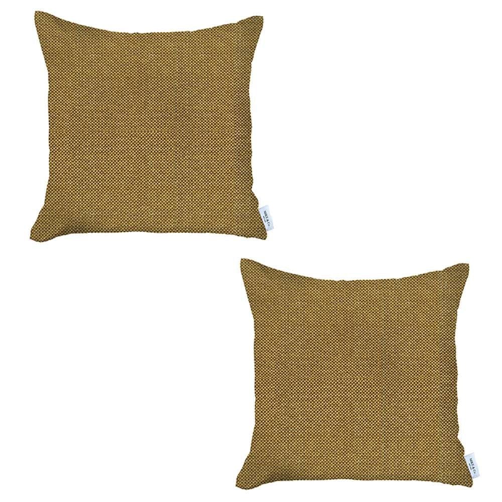 Set Of 2 Yellow Textured Pillow Covers