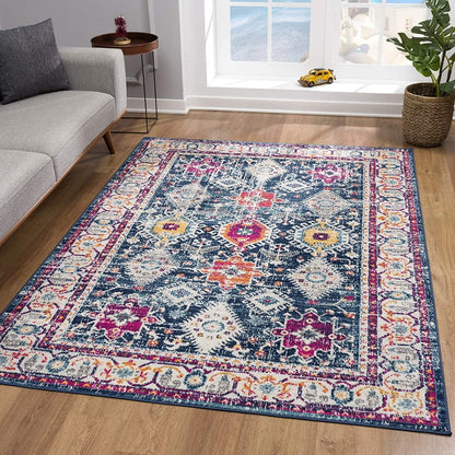 2’ X 4’ Navy Traditional Decorative Area Rug
