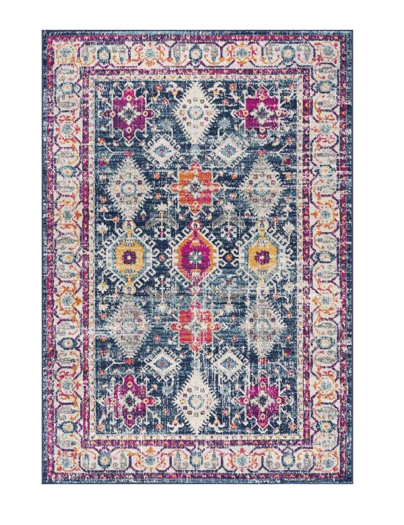 2’ X 4’ Navy Traditional Decorative Area Rug
