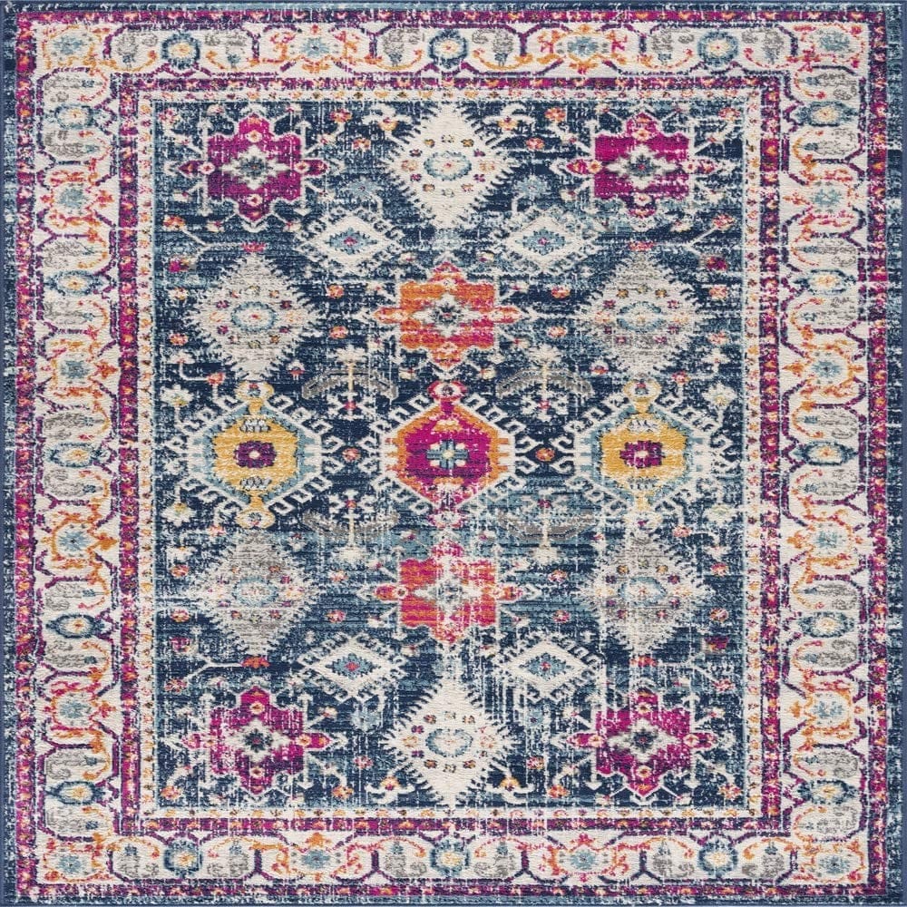 2’ X 4’ Navy Traditional Decorative Area Rug