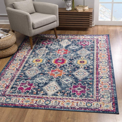 2’ X 4’ Navy Traditional Decorative Area Rug