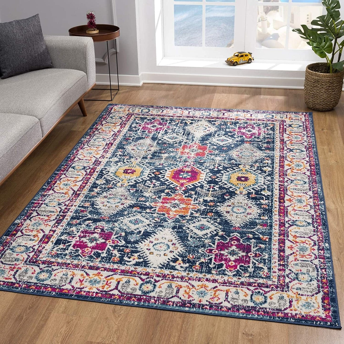 2’ X 4’ Navy Traditional Decorative Area Rug