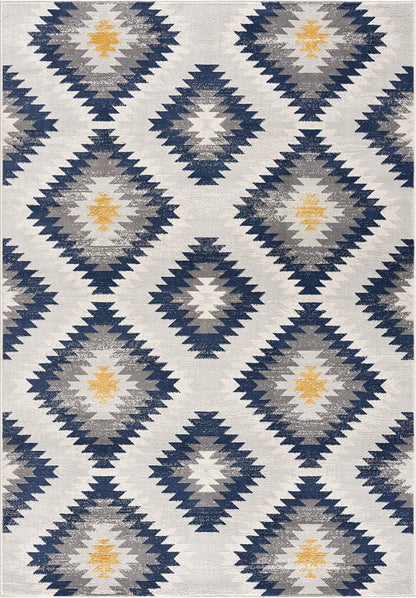 2’ X 10’ Blue And Gray Kilim Pattern Runner Rug