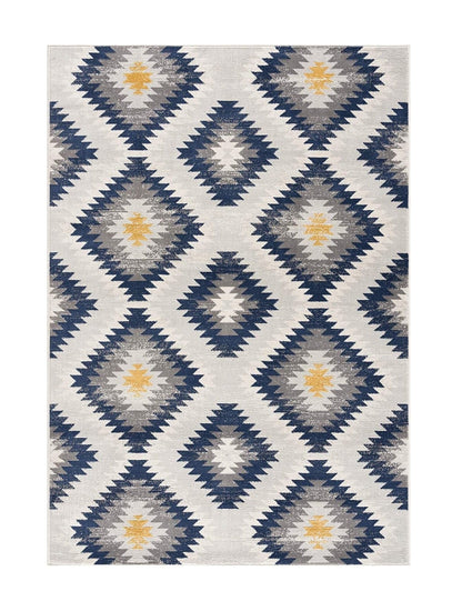 2’ X 10’ Blue And Gray Kilim Pattern Runner Rug