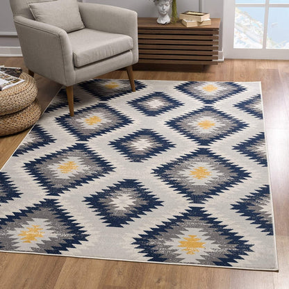 2’ X 10’ Blue And Gray Kilim Pattern Runner Rug