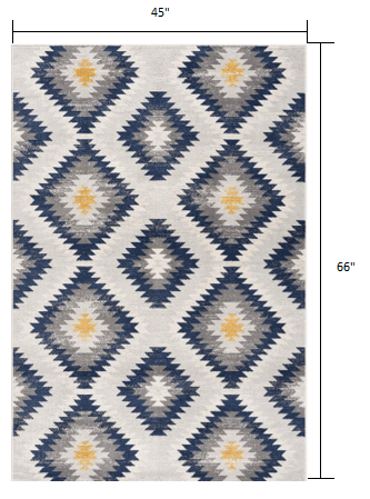 2’ X 10’ Blue And Gray Kilim Pattern Runner Rug