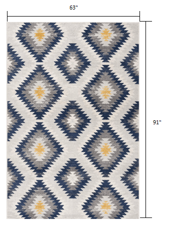 2’ X 10’ Blue And Gray Kilim Pattern Runner Rug