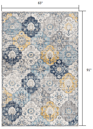 2’ X 10’ Blue Distressed Floral Runner Rug