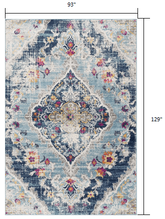 2’ X 4’ Blue Distressed Medallion Area Rug
