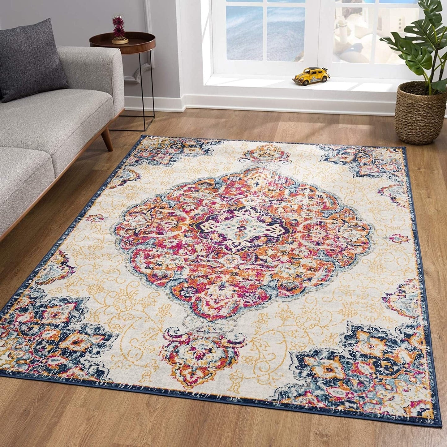 2’ X 10’ Cream Decorative Medallion Runner Rug