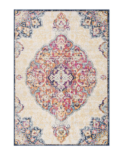 2’ X 10’ Cream Decorative Medallion Runner Rug