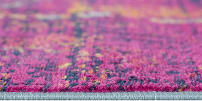 2’ X 10’ Gray And Magenta Abstract Runner Rug