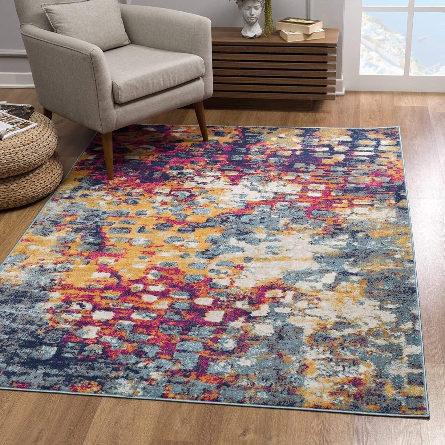2’ X 4’ Multicolored Abstract Painting Area Rug