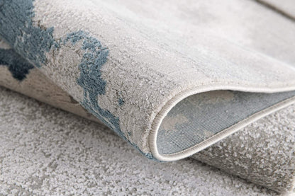 7’ X 10’ Gray And Blue Abstract Clouds Area Rug