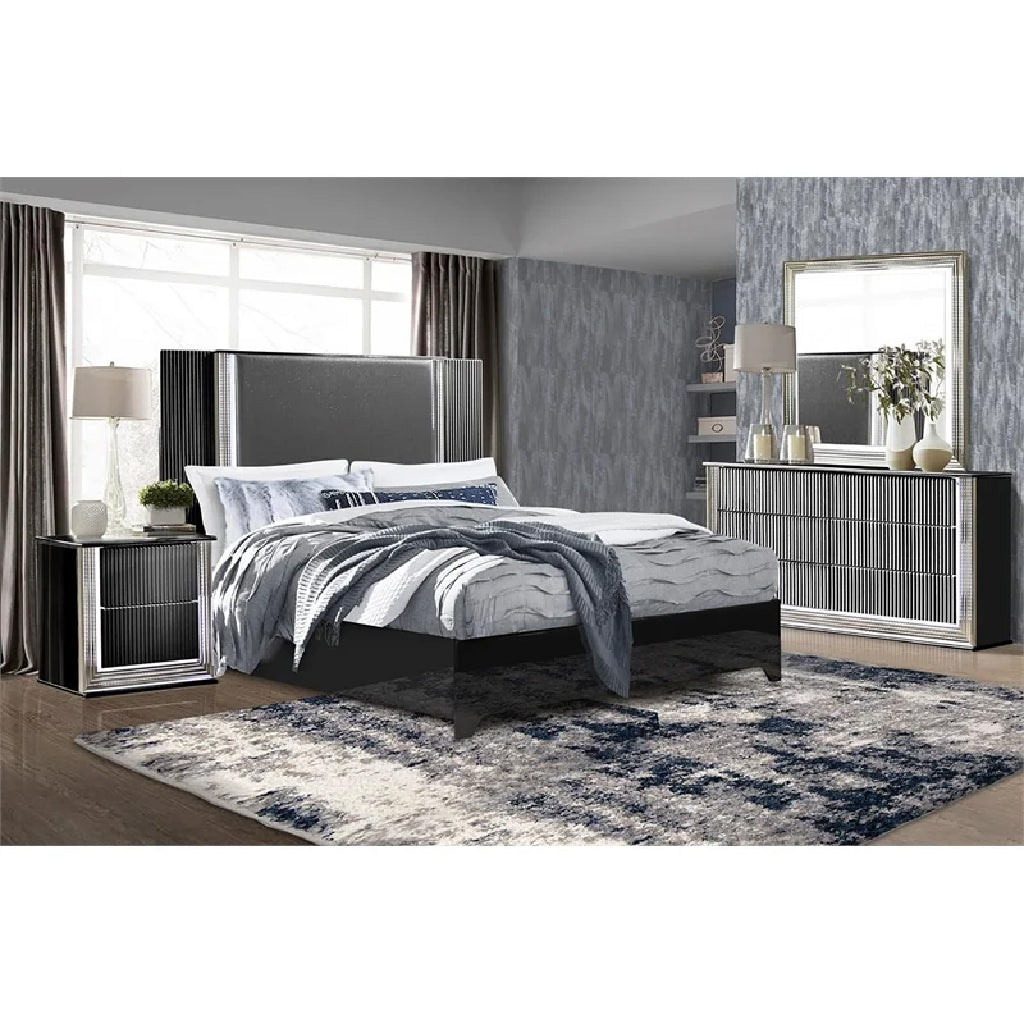 Stunning Jet Black Led Two Drawer Nightstand