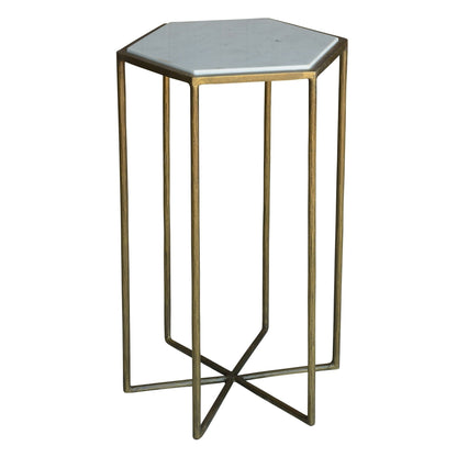 Geometric Gold And White Marble Side Table