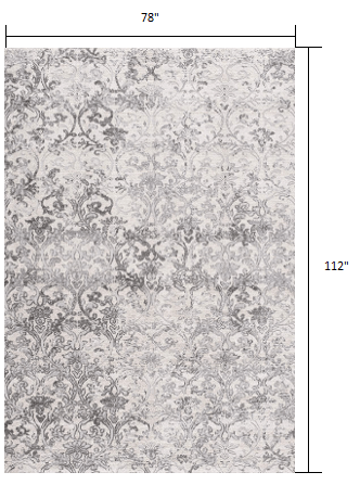 5’ X 8’ Cream And Gray Faded Filigree Area Rug
