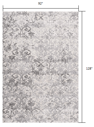 5’ X 8’ Cream And Gray Faded Filigree Area Rug
