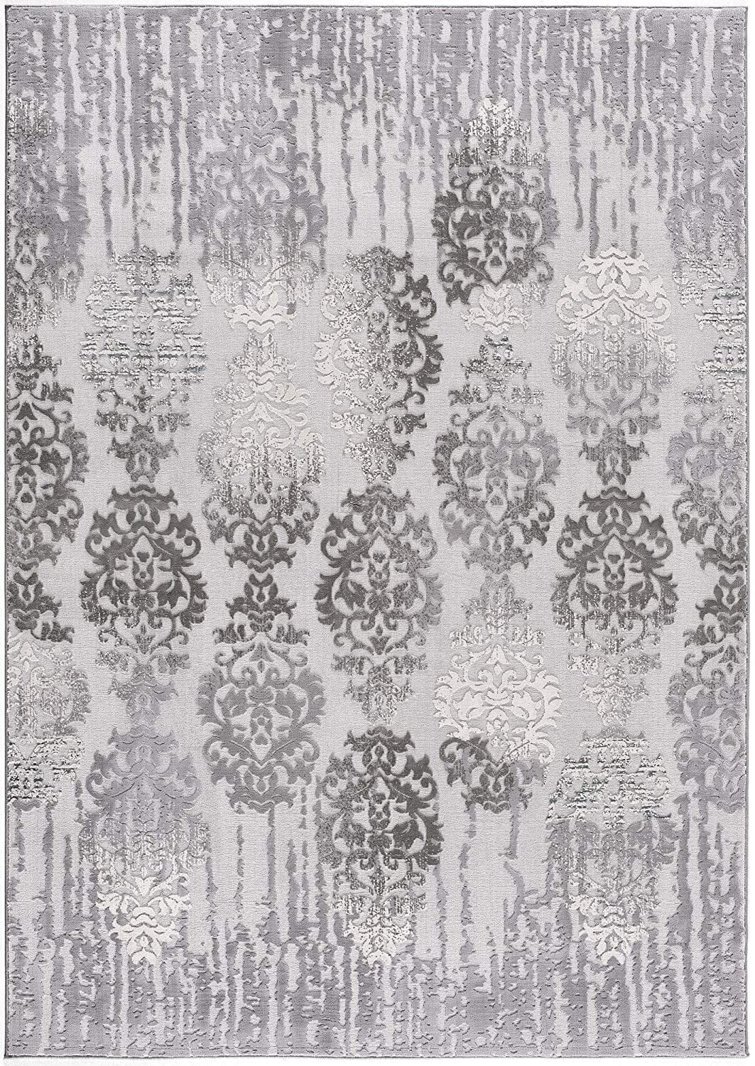 2’ X 10’ Gray Dripping Damask Runner Rug