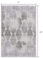 2’ X 10’ Gray Dripping Damask Runner Rug
