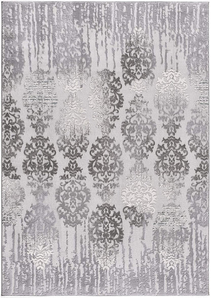 2’ X 10’ Gray Dripping Damask Runner Rug