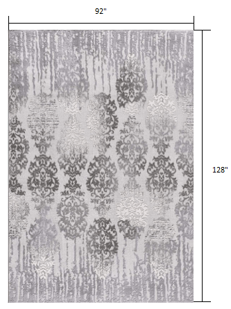 2’ X 10’ Gray Dripping Damask Runner Rug