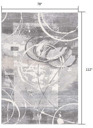 5’ X 8’ Gray Abstract Splatter Area Rug