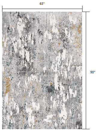 5’ X 8’ Gray Distressed Modern Abstract Area Rug