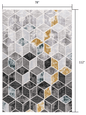 5’ X 8’ Gray And Gold Cubic Block Area Rug