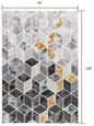 5’ X 8’ Gray And Gold Cubic Block Area Rug