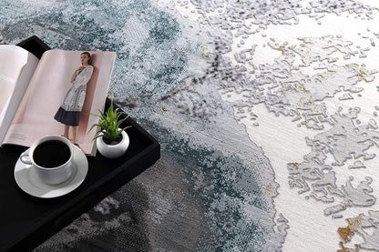 5’ X 8’ Black And Gray Abstract Whirlpool Area Rug